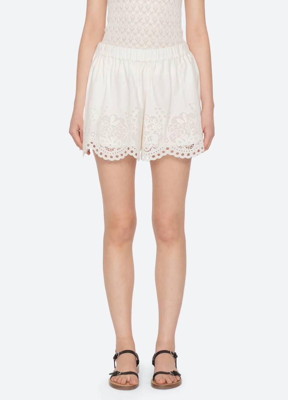 NEW SEA gardener embroidered shorts in white